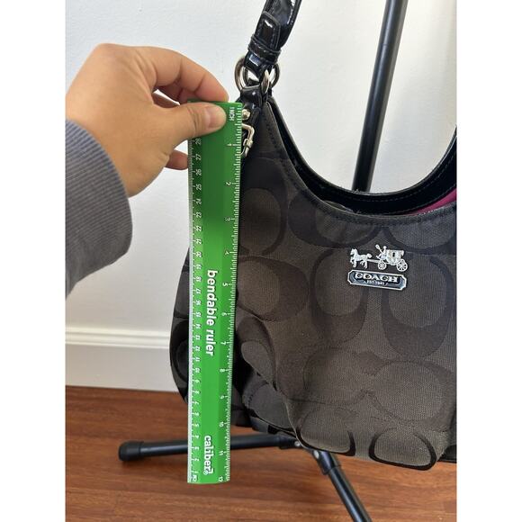 Y2K Coach 18762 Signature CC Black Canvas Leather Trim Hobo Shoulder Bag Read - Picture 6 of 10